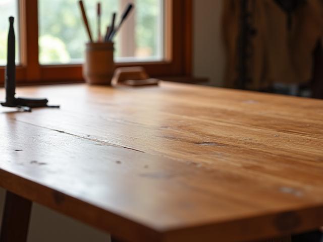 職人が手作業で仕上げる特注の木製ダイニングテーブル